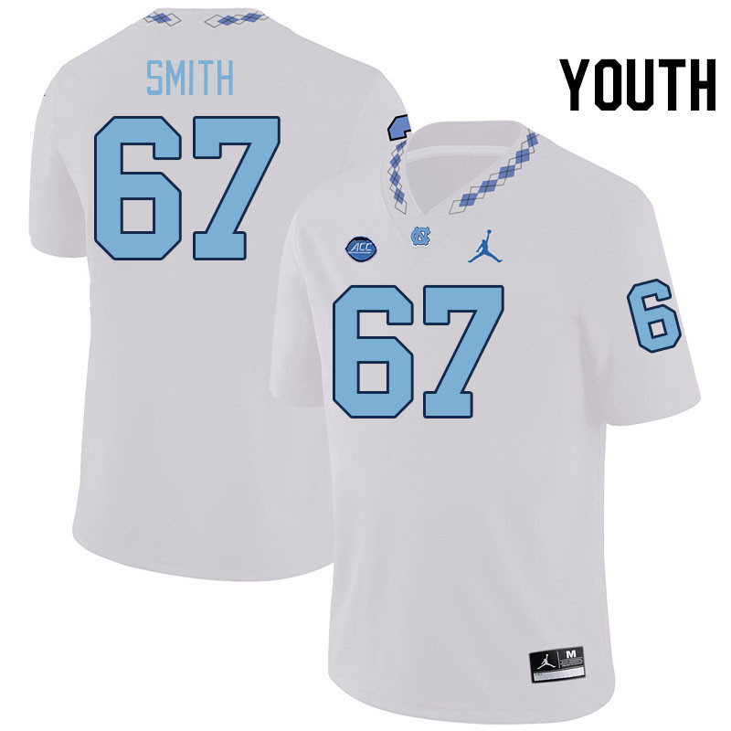 Youth #67 Jason Smith North Carolina Tar Heels College Football Jerseys Stitched-White